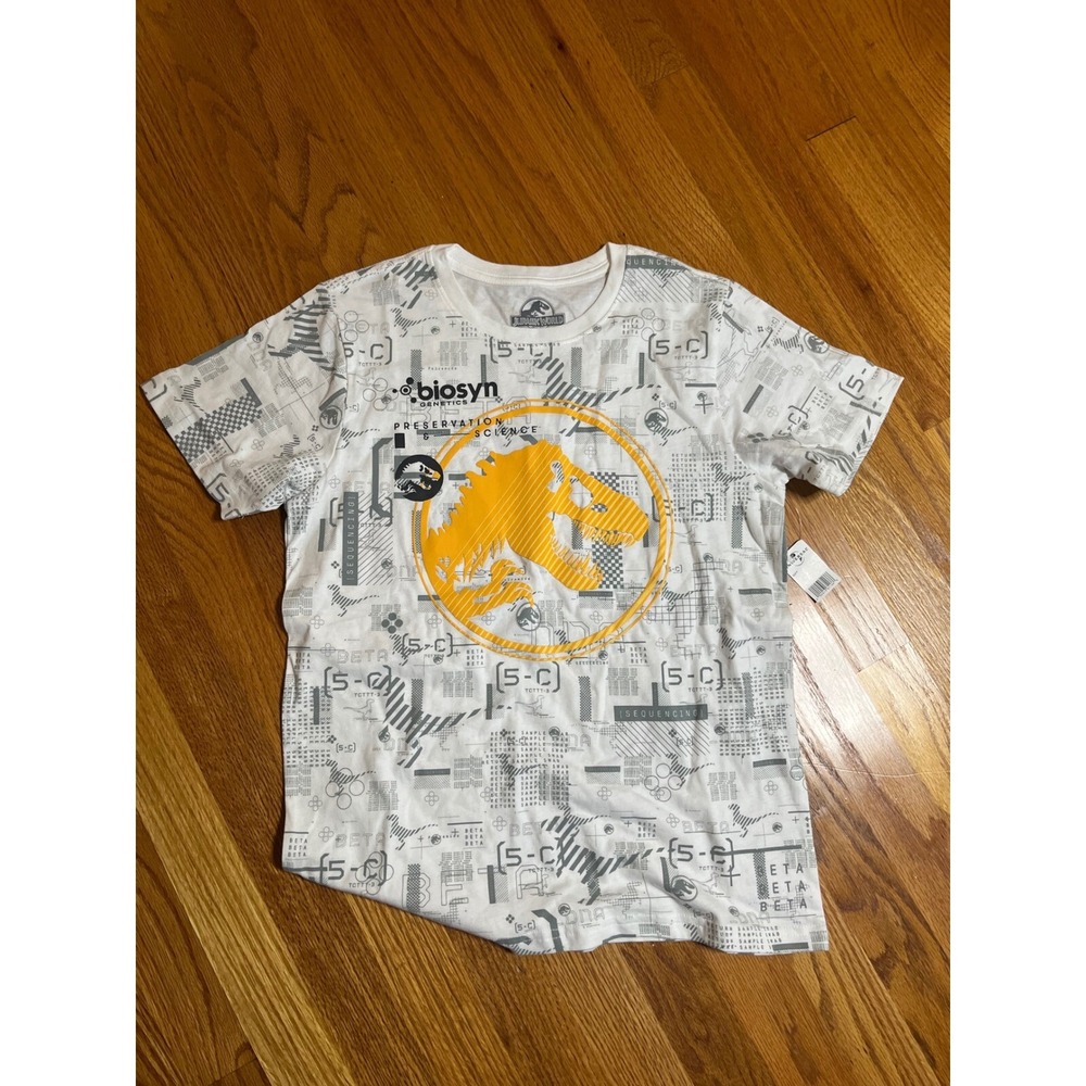 Universal Studios Jurassic World Biosyn T-Shirt Graphic Print White New L